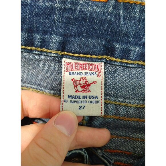 True Religion Jeans Women 27 Blue Denim Billy Straight Leg Low Rise Flap Pockets - Picture 8 of 11